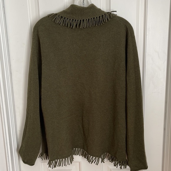 Peck & Peck Olive Green Fringe Sweater - Picture 3 of 4